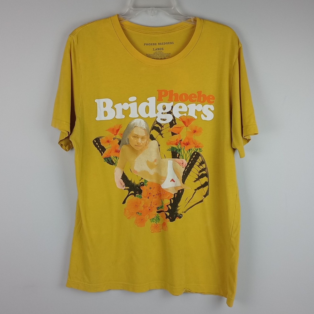 Phoebe Bridgers Unisex L Yellow Graphic Cotton Tour Merch Concert Tshirt